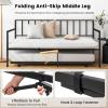imageGiantex Metal Twin Daybed Frame Day Bed with Metal Slat Support ampamp 3Sided Guardrails 2in1 SpaceSaving Sofa Bed for Living Room Guest Room No Box Spring Needed BlackTwin