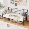 imageGiantex Metal Twin Daybed Frame Day Bed with Metal Slat Support ampamp 3Sided Guardrails 2in1 SpaceSaving Sofa Bed for Living Room Guest Room No Box Spring Needed BlackTwin