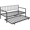 imageGiantex Metal Twin Daybed Frame Day Bed with Metal Slat Support ampamp 3Sided Guardrails 2in1 SpaceSaving Sofa Bed for Living Room Guest Room No Box Spring Needed BlackTwin