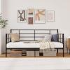 imageGiantex Metal Twin Daybed Frame Day Bed with Metal Slat Support ampamp 3Sided Guardrails 2in1 SpaceSaving Sofa Bed for Living Room Guest Room No Box Spring Needed BlackTwin