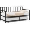 imageGiantex Metal Twin Daybed Frame Day Bed with Metal Slat Support ampamp 3Sided Guardrails 2in1 SpaceSaving Sofa Bed for Living Room Guest Room No Box Spring Needed BlackTwin
