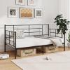 imageGiantex Metal Twin Daybed Frame Day Bed with Metal Slat Support ampamp 3Sided Guardrails 2in1 SpaceSaving Sofa Bed for Living Room Guest Room No Box Spring Needed BlackTwin