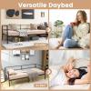 imageGiantex Metal Twin Daybed Frame Day Bed with Metal Slat Support ampamp 3Sided Guardrails 2in1 SpaceSaving Sofa Bed for Living Room Guest Room No Box Spring Needed BlackTwin