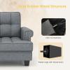 imageGiantex Mid Century Modern Accent Chair Tufted Linen Single Sofa Chair with Thick Pillow ampamp Cushion Solid Rubber Wood Structure Studded Upholstered Reading Arm Chair for Living Room Bedroom GreyGrey