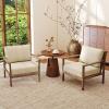 imageGiantex Mid Century Modern Accent Chair Wooden Arm Chair wSolid Wood Frame Removable Seat Cushion ampamp Pillow Vintage Comfy Reading Chair for Living Room Bedroom StudyBeige