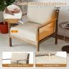 imageGiantex Mid Century Modern Accent Chair Wooden Arm Chair wSolid Wood Frame Removable Seat Cushion ampamp Pillow Vintage Comfy Reading Chair for Living Room Bedroom StudyBeige
