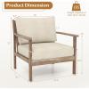 imageGiantex Mid Century Modern Accent Chair Wooden Arm Chair wSolid Wood Frame Removable Seat Cushion ampamp Pillow Vintage Comfy Reading Chair for Living Room Bedroom StudyBeige