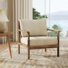 imageGiantex Mid Century Modern Accent Chair Wooden Arm Chair wSolid Wood Frame Removable Seat Cushion ampamp Pillow Vintage Comfy Reading Chair for Living Room Bedroom StudyBeige
