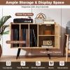 imageGiantex Mid Century Record Player Stand with Charging Station Rattan Turntable Stand with Storage Cabinet ampamp Adjustable Shelf Boho Record Player Table Vinyl Record Storage for Living Room BedroomNatural