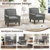 imageGiantex MidCentury Modern Accent Chair Grey Linen Fabric Upholstered Armchair wRubber Wood Legs Nailhead Trim Max Load 440 Lbs Comfy Single Sofa Side Chair for Living Room BedroomGrey