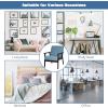 imageGiantex MidCentury Modern Accent Chair Retro Fabric Armchair Solid Hardwood Made Upholstered Linen Lounge Arm Chair for Living Room 1 Dark GreyBlue