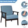 imageGiantex MidCentury Modern Accent Chair Retro Fabric Armchair Solid Hardwood Made Upholstered Linen Lounge Arm Chair for Living Room 1 Dark GreyBlue