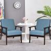 imageGiantex MidCentury Modern Accent Chair Retro Fabric Armchair Solid Hardwood Made Upholstered Linen Lounge Arm Chair for Living Room 1 Dark GreyBlue