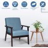 imageGiantex MidCentury Modern Accent Chair Retro Fabric Armchair Solid Hardwood Made Upholstered Linen Lounge Arm Chair for Living Room 1 Dark GreyBlue