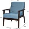 imageGiantex MidCentury Modern Accent Chair Retro Fabric Armchair Solid Hardwood Made Upholstered Linen Lounge Arm Chair for Living Room 1 Dark GreyBlue
