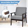 imageGiantex MidCentury Modern Accent Chair Retro Fabric Armchair Solid Hardwood Made Upholstered Linen Lounge Arm Chair for Living Room 1 Dark GreyDark Grey