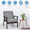 imageGiantex MidCentury Modern Accent Chair Retro Fabric Armchair Solid Hardwood Made Upholstered Linen Lounge Arm Chair for Living Room 1 Dark GreyDark Grey