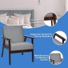 imageGiantex MidCentury Modern Accent Chair Retro Fabric Armchair Solid Hardwood Made Upholstered Linen Lounge Arm Chair for Living Room 1 Dark GreyDark Grey