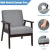 imageGiantex MidCentury Modern Accent Chair Retro Fabric Armchair Solid Hardwood Made Upholstered Linen Lounge Arm Chair for Living Room 1 Dark GreyDark Grey