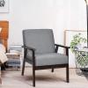 imageGiantex MidCentury Modern Accent Chair Retro Fabric Armchair Solid Hardwood Made Upholstered Linen Lounge Arm Chair for Living Room 1 Dark GreyDark Grey