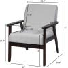 imageGiantex MidCentury Modern Accent Chair Retro Fabric Armchair Solid Hardwood Made Upholstered Linen Lounge Arm Chair for Living Room 1 Dark GreyLight Grey
