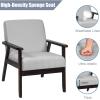 imageGiantex MidCentury Modern Accent Chair Retro Fabric Armchair Solid Hardwood Made Upholstered Linen Lounge Arm Chair for Living Room 1 Dark GreyLight Grey
