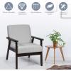 imageGiantex MidCentury Modern Accent Chair Retro Fabric Armchair Solid Hardwood Made Upholstered Linen Lounge Arm Chair for Living Room 1 Dark GreyLight Grey