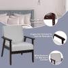 imageGiantex MidCentury Modern Accent Chair Retro Fabric Armchair Solid Hardwood Made Upholstered Linen Lounge Arm Chair for Living Room 1 Dark GreyLight Grey