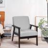 imageGiantex MidCentury Modern Accent Chair Retro Fabric Armchair Solid Hardwood Made Upholstered Linen Lounge Arm Chair for Living Room 1 Dark GreyLight Grey