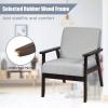 imageGiantex MidCentury Modern Accent Chair Retro Fabric Armchair Solid Hardwood Made Upholstered Linen Lounge Arm Chair for Living Room 1 Dark GreyLight Grey
