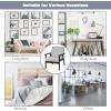 imageGiantex MidCentury Modern Accent Chair Retro Fabric Armchair Solid Hardwood Made Upholstered Linen Lounge Arm Chair for Living Room 1 Dark GreyLight Grey