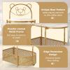 imageGiantex Mobile Glass Coffee Table 2Tier Modern Cocktail Table with Bear Pattern Storage Basket ampamp Metal Frame Sofa Side Tea Table on Lockable Wheels Center Table for Living Room Bedroom WhiteGolden