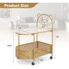 imageGiantex Mobile Glass Coffee Table 2Tier Modern Cocktail Table with Bear Pattern Storage Basket ampamp Metal Frame Sofa Side Tea Table on Lockable Wheels Center Table for Living Room Bedroom WhiteGolden
