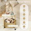 imageGiantex Mobile Glass Coffee Table 2Tier Round End Table with Bear Pattern Storage Basket Metal Frame Modern Cocktail Table on Lockable Wheels Sofa Side Tea Table for Living Room Bedroom GoldenGolden