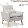 imageGiantex Modern Accent Chair MidCentury Linen Fabric Armchair wLumbar Pillow Back ampamp Seat Cushion Comfy Single Sofa Chair with Rubber Wood Legs for Living Room Bedroom Reading Room BeigeBeige