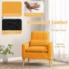 imageGiantex Modern Accent Chair MidCentury Linen Fabric Armchair wLumbar Pillow Back ampamp Seat Cushion Comfy Single Sofa Chair with Rubber Wood Legs for Living Room Bedroom Reading Room BeigeYellow