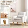 imageGiantex Modern Accent Chair MidCentury Linen Fabric Armchair wLumbar Pillow Back ampamp Seat Cushion Comfy Single Sofa Chair with Rubber Wood Legs for Living Room Bedroom Reading Room BeigeBeige