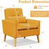 imageGiantex Modern Accent Chair MidCentury Linen Fabric Armchair wLumbar Pillow Back ampamp Seat Cushion Comfy Single Sofa Chair with Rubber Wood Legs for Living Room Bedroom Reading Room BeigeYellow