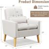 imageGiantex Modern Accent Chair MidCentury Linen Fabric Armchair wLumbar Pillow Back ampamp Seat Cushion Comfy Single Sofa Chair with Rubber Wood Legs for Living Room Bedroom Reading Room BeigeBeige