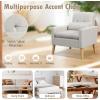 imageGiantex Modern Accent Chair MidCentury Linen Fabric Armchair wLumbar Pillow Back ampamp Seat Cushion Comfy Single Sofa Chair with Rubber Wood Legs for Living Room Bedroom Reading Room BeigeBeige