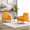 imageGiantex Modern Accent Chair MidCentury Linen Fabric Armchair wLumbar Pillow Back ampamp Seat Cushion Comfy Single Sofa Chair with Rubber Wood Legs for Living Room Bedroom Reading Room BeigeYellow