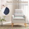 imageGiantex Modern Accent Chair MidCentury Linen Fabric Armchair wLumbar Pillow Back ampamp Seat Cushion Comfy Single Sofa Chair with Rubber Wood Legs for Living Room Bedroom Reading Room BeigeBeige