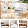 imageGiantex Modern Accent Chair MidCentury Linen Fabric Armchair wLumbar Pillow Back ampamp Seat Cushion Comfy Single Sofa Chair with Rubber Wood Legs for Living Room Bedroom Reading Room BeigeBeige