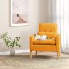 imageGiantex Modern Accent Chair MidCentury Linen Fabric Armchair wLumbar Pillow Back ampamp Seat Cushion Comfy Single Sofa Chair with Rubber Wood Legs for Living Room Bedroom Reading Room BeigeYellow