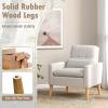 imageGiantex Modern Accent Chair MidCentury Linen Fabric Armchair wLumbar Pillow Back ampamp Seat Cushion Comfy Single Sofa Chair with Rubber Wood Legs for Living Room Bedroom Reading Room BeigeBeige