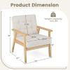 imageGiantex Modern Accent Chair Upholstered Armchair wRubber Wood Armrests Ergonomic Backrest Button Tufted Decoration Tufted Reading Chair for Living Room Bedroom Study Beige
