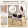 imageGiantex Modern Accent Chair Upholstered Armchair wRubber Wood Armrests Ergonomic Backrest Button Tufted Decoration Tufted Reading Chair for Living Room Bedroom Study Beige