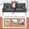 imageGiantex Modern Convertible Futon Sofa Bed Linen Upholstered Futon Sofa Sleeper wMetal Leg Removable Armrests 2 Cup Holders Backrest Adjustable Folding Futon Sofa Bed for Apartment Dark Gray