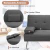 imageGiantex Modern Convertible Futon Sofa Bed Linen Upholstered Futon Sofa Sleeper wMetal Leg Removable Armrests 2 Cup Holders Backrest Adjustable Folding Futon Sofa Bed for Apartment Dark Gray
