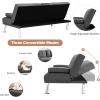 imageGiantex Modern Convertible Futon Sofa Bed Linen Upholstered Futon Sofa Sleeper wMetal Leg Removable Armrests 2 Cup Holders Backrest Adjustable Folding Futon Sofa Bed for Apartment Dark Gray